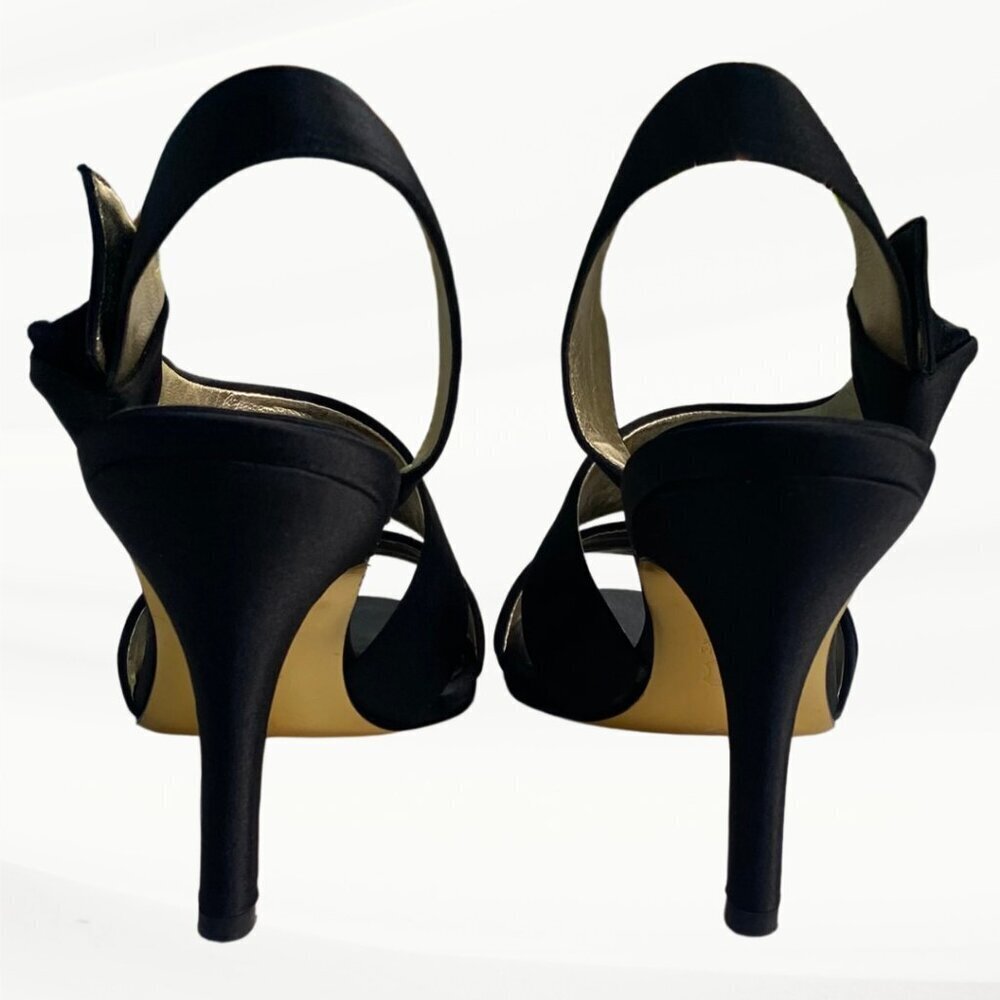 Nina Vitoria Black Luster Sandal, 3.5" Heels, Size 7.5 M US, 37.5 EU - Picture 4 of 11